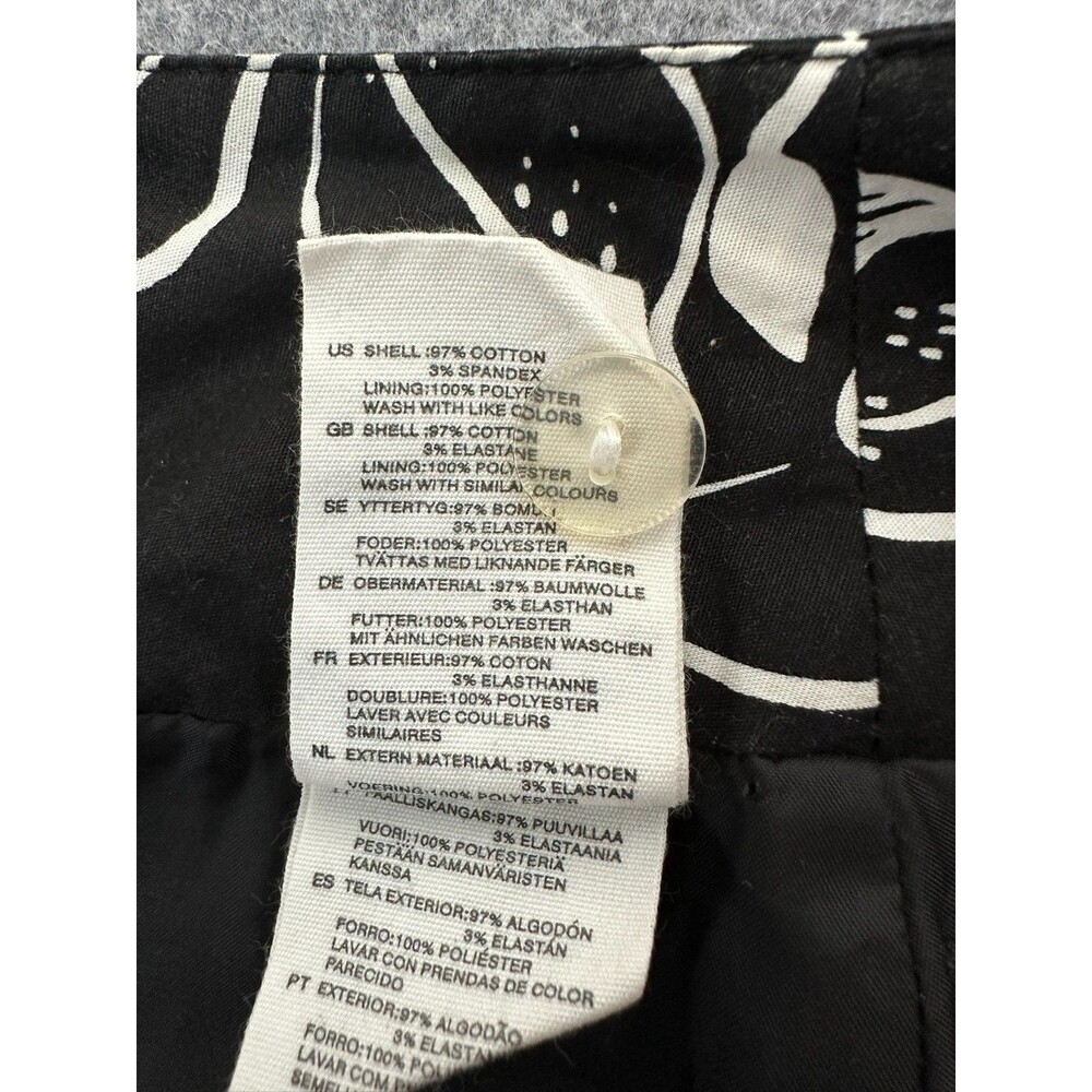 H&M Tropical Floral A-Line Skirt Size 4 Black White Monochrome Coastal Resort - Picture 9 of 9
